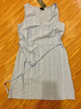 Universal tread Light Blue Sleeveless Wrap-Style Mini Dress